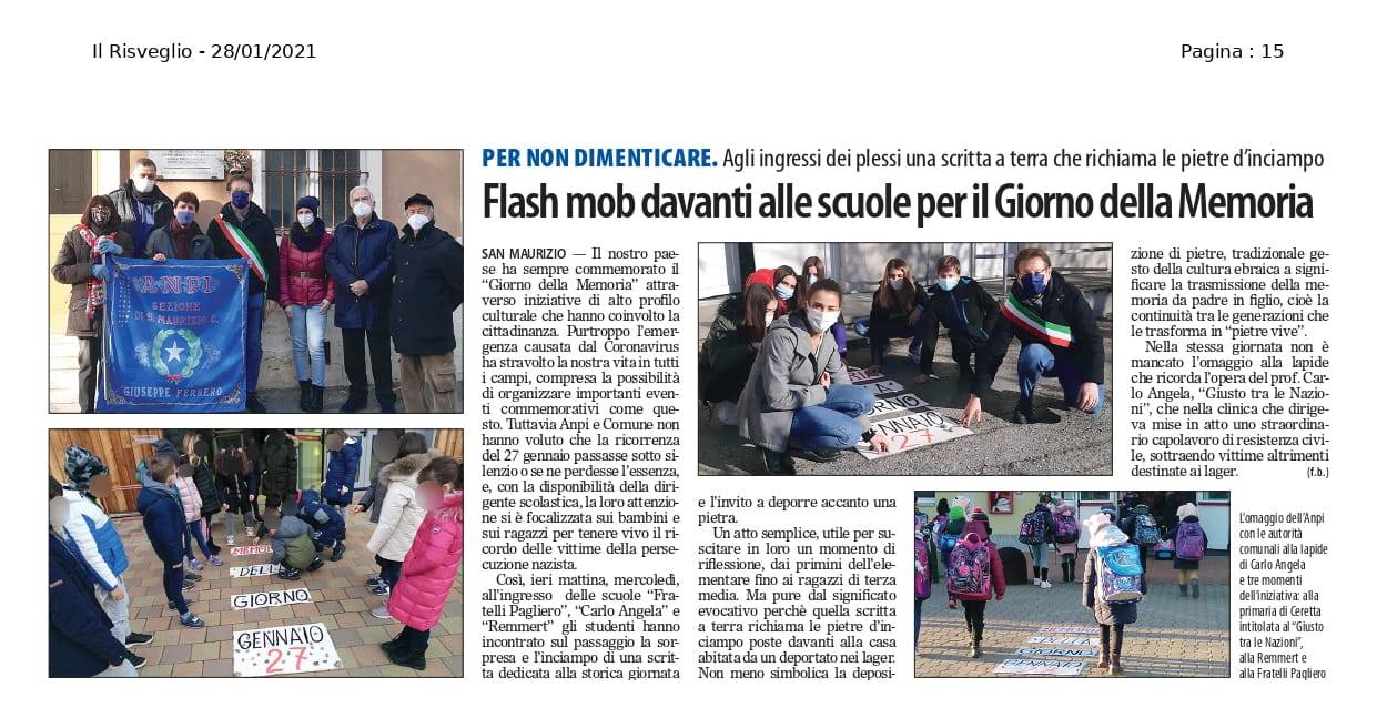 Flash mob davanti alle scuole per il Giorno della Memoria - Il Risveglio - 2021